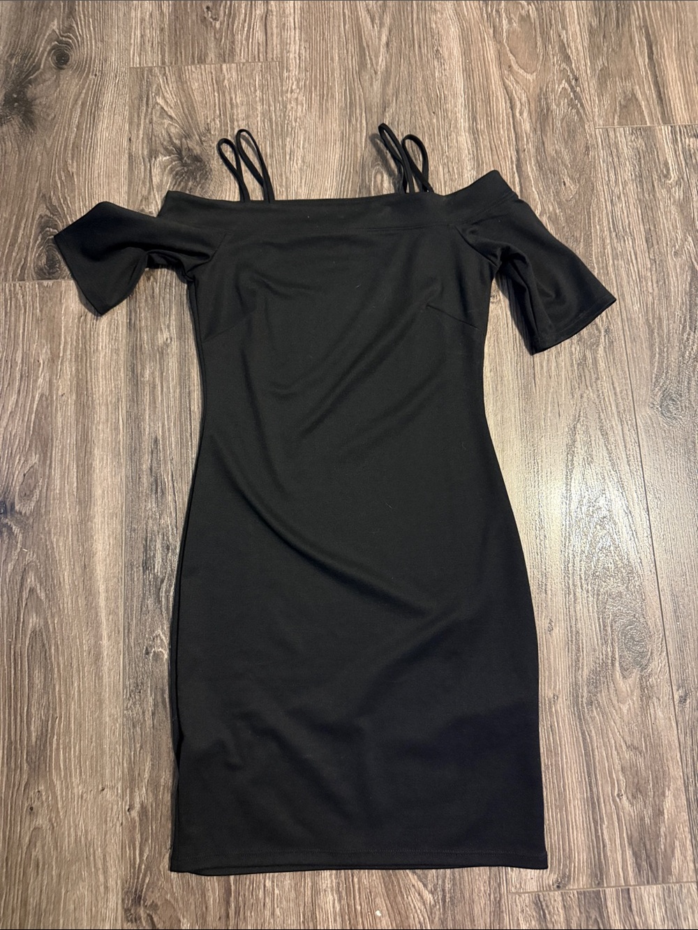 H&M Black Off-Shoulder Mini Dress with Double Straps
